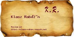 Klasz Rabán névjegykártya